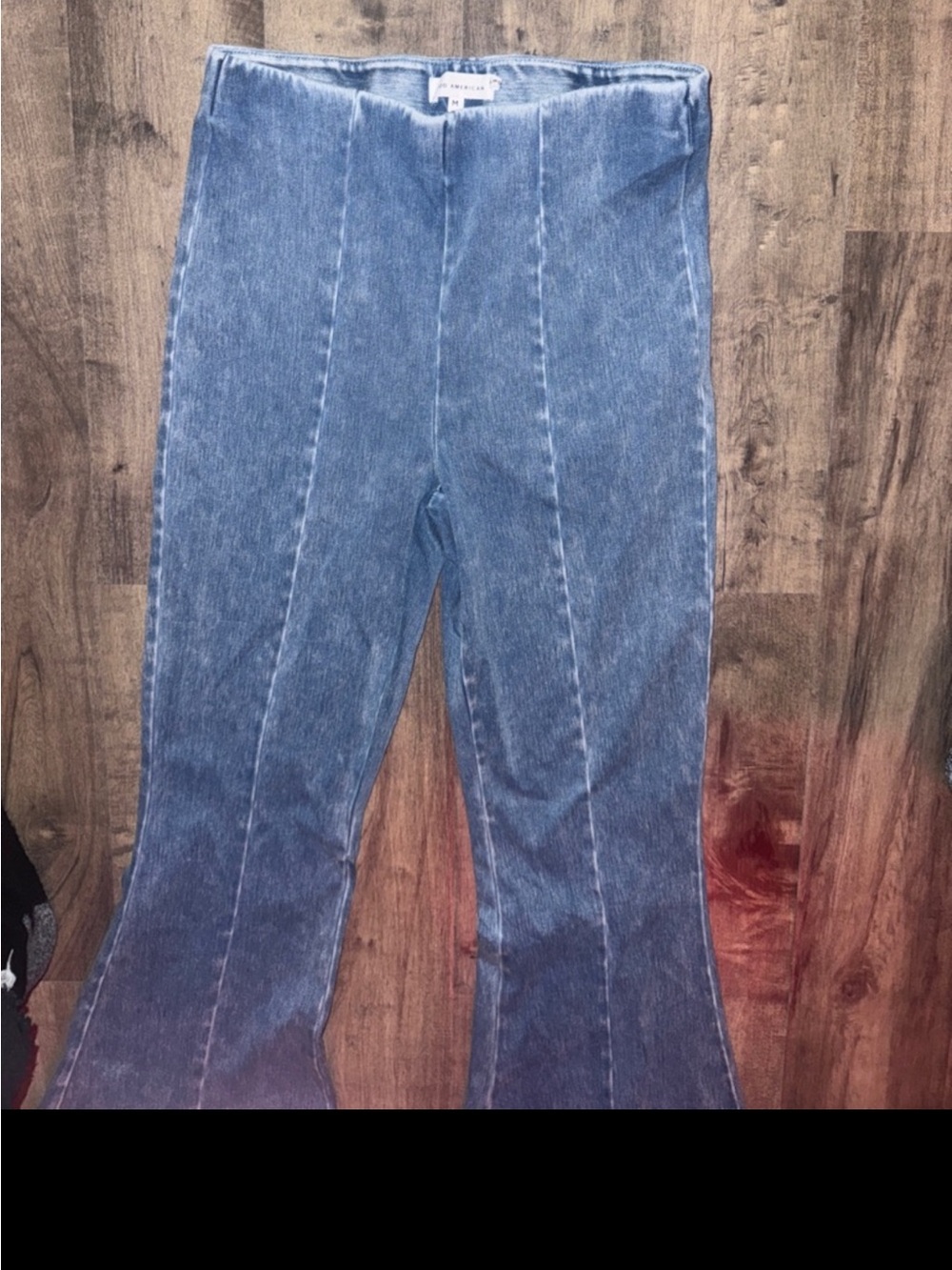 Good American Power Stretch Pull-On Flare Jeans Acid Wash Sz M - Picture 5 of 7